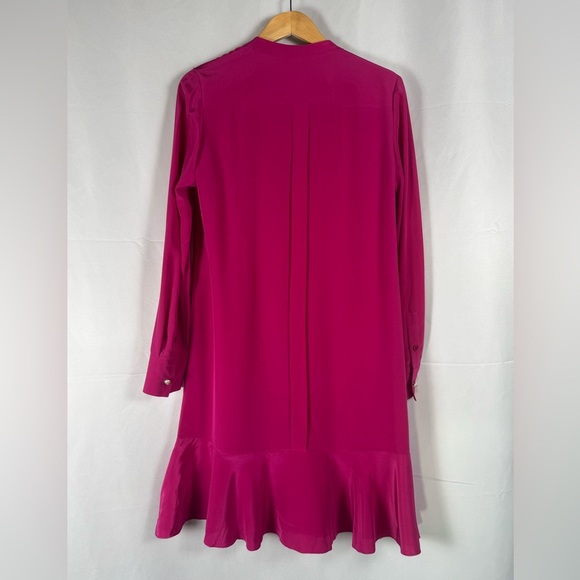 Tory Burch Hibiscus Flower Jane 100% Silk Dress Pink Ruffles Holiday Wedding 8 - Picture 7 of 12